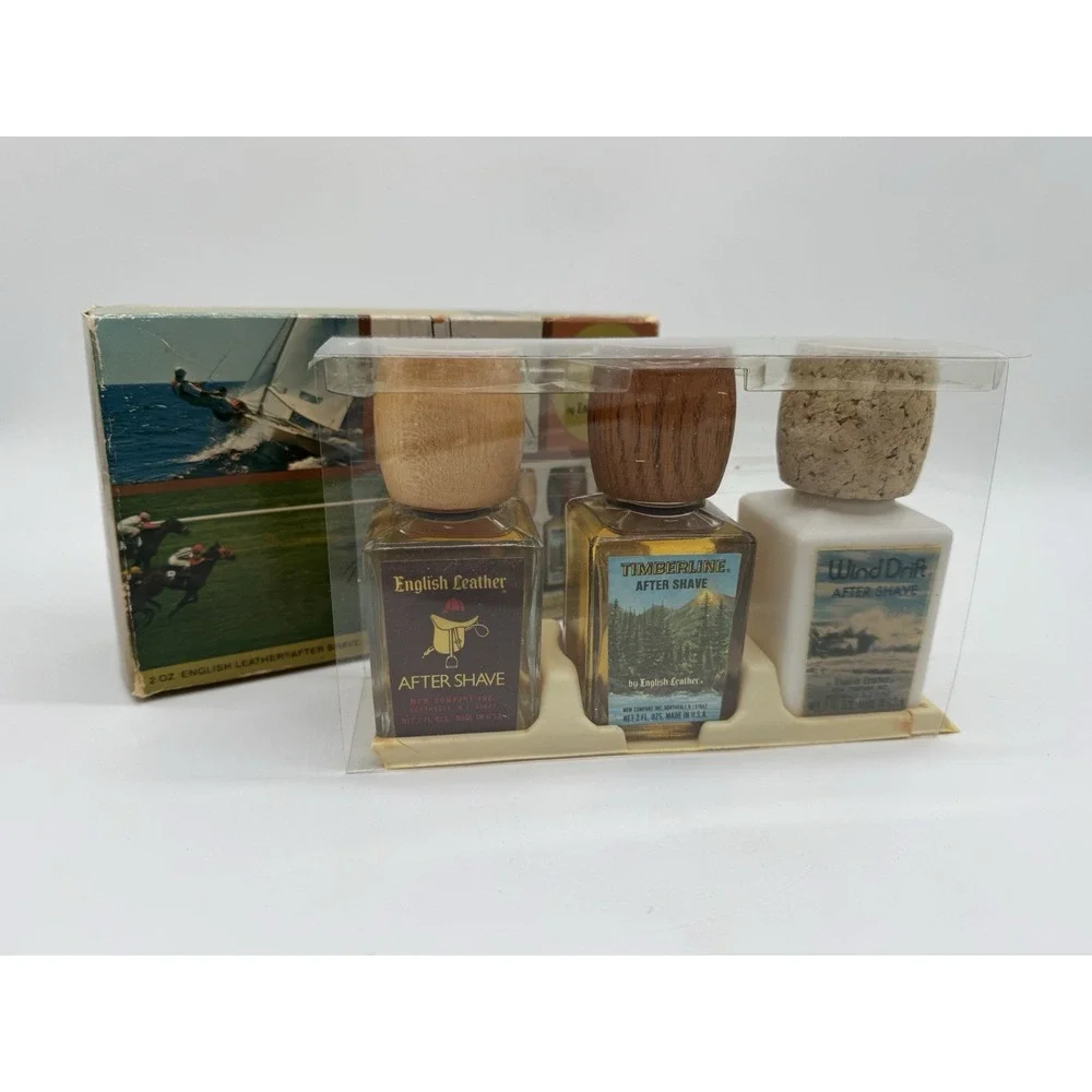 Vtg English Leather Winners Circle Gift Set 3 After Shave Bottles 2oz 1950s NIB
